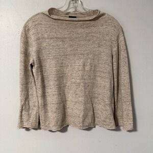 EILEEN FISHER Heathered Beige Sweater 100% Linen Knit Boat Neck Pullover S